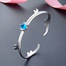 【一鹿有你】【925純銀】【鑲嵌鋯鉆】設計師款一路有你鹿角造型925純銀鑲鑽女閨蜜開口手環手鐲