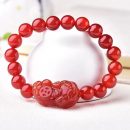 【開運招財】【天然紅瑪瑙】【背錢貔貅】天然5A級紅瑪瑙背錢貔貅手鍊男女開運招財水晶手鍊