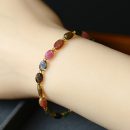 設計師款巴西天然糖果碧璽隨型扁珠搭配琉璃隔珠女文藝碧璽手鍊