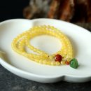 【7A級天然蜜蠟】【南紅翡翠蓮蓬配飾】【三圈】設計師款名貴三圈蜜蠟手串搭配翡翠南紅吊墜女佛珠手串手鍊
