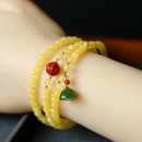 【7A級天然蜜蠟】【南紅翡翠蓮蓬配飾】【三圈】設計師款名貴三圈蜜蠟手串搭配翡翠南紅吊墜女佛珠手串手鍊