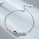 【奧地利海洋之心藍水晶】【925純銀】【微鑲鋯鉆】設計師款優雅高級925純銀鑲嵌奧地利水晶女時尚百搭水晶手鍊