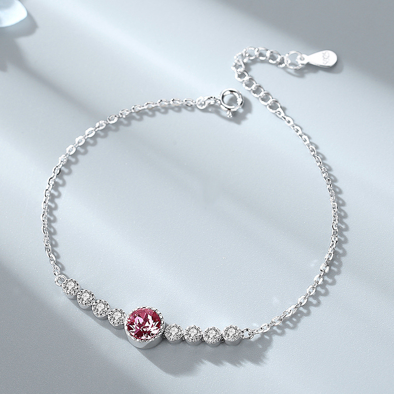 【奧地利海洋之心藍水晶】【925純銀】【微鑲鋯鉆】設計師款優雅高級925純銀鑲嵌奧地利水晶女時尚百搭水晶手鍊