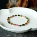 設計師款巴西天然糖果碧璽隨型扁珠搭配琉璃隔珠女文藝碧璽手鍊