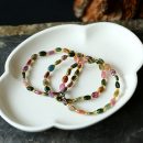 設計師款巴西天然糖果碧璽隨型扁珠搭配琉璃隔珠女文藝碧璽手鍊