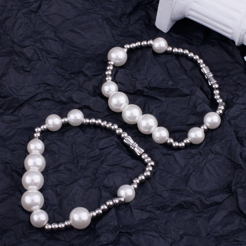 日式原宿風格小眾設計冷淡風個性嘻哈拼接珍珠男女手鍊