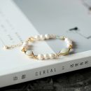 【天然A貨翡翠】【淡水珍珠】高級氣質天然A貨翡翠手工繞線淡水珍珠手鍊14K包金優雅女手鍊