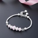 【十里桃花】【990足銀】【滴油桃花】設計師款高級氣質990足銀手環桃花配飾女氣質百搭S釦手鐲