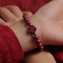 【帝王紫金硃砂】【手工梅花配飾】收藏級天然紫金硃砂手鍊搭配梅花石榴石辟邪開運男女佛珠手串手鍊