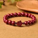 【帝王紫金硃砂】【手工梅花配飾】收藏級天然紫金硃砂手鍊搭配梅花石榴石辟邪開運男女佛珠手串手鍊