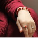 設計師款開運吉祥7A級珍品天然正紅硃砂圓珠手串搭配和田玉淨蓮花男女佛珠手串手鍊