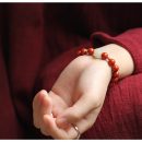 設計師款開運吉祥7A級珍品天然正紅硃砂圓珠手串搭配和田玉淨蓮花男女佛珠手串手鍊