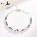 【薰衣草紫鋯鉆】【S925純銀】韓劇熱播高級OL氣質時尚百搭S925純銀手鍊鑲嵌薰衣草紫鋯鉆女手鍊