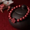 【帝王紫金硃砂】【手工梅花配飾】收藏級天然紫金硃砂手鍊搭配梅花石榴石辟邪開運男女佛珠手串手鍊