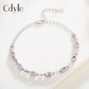 【薰衣草紫鋯鉆】【S925純銀】韓劇熱播高級OL氣質時尚百搭S925純銀手鍊鑲嵌薰衣草紫鋯鉆女手鍊