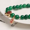 設計師款天然紅瑪瑙手鍊搭配福氣招財鼠轉運珠手串鍍14K金水晶手鍊