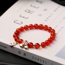 設計師款天然紅瑪瑙手鍊搭配福氣招財鼠轉運珠手串鍍14K金水晶手鍊