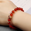 設計師款天然紅瑪瑙手鍊搭配福氣招財鼠轉運珠手串鍍14K金水晶手鍊