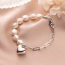 【S925純銀】【巴洛克珍珠】設計師款高級氣質925純銀搭配巴洛克珍珠桃心時尚女手鍊
