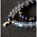 設計師款星月神話斯里蘭卡灰月光石搭配星空藍砂石雙層女水晶手鍊