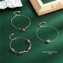 【正韓設計師款】【天然草莓晶】【925銀】設計師款高級甜美氣質925純銀藤蔓鑲嵌草莓晶女水晶手鍊