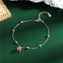 【正韓設計師款】【天然草莓晶】【925銀】設計師款高級甜美氣質925純銀藤蔓鑲嵌草莓晶女水晶手鍊