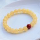 設計師款天然蜜蠟單圈手串搭配南紅綠松石古法鍍金銀隔珠配飾原創簡約女手串手鍊