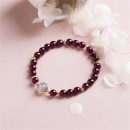 設計師款天然7A級酒紅石榴石手鍊搭配虹彩月光石轉運珠時尚文藝手工文藝女手串