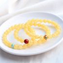 設計師款天然蜜蠟單圈手串搭配南紅綠松石古法鍍金銀隔珠配飾原創簡約女手串手鍊