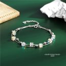 【奧地利極光方糖水晶】【925純銀】設計師款高級氣質925純銀手鍊鑲嵌奧地利極光水晶女時尚手鍊