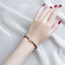 設計師款天然7A級酒紅石榴石手鍊搭配虹彩月光石轉運珠時尚文藝手工文藝女手串