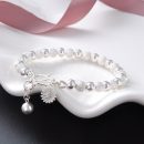 【花火流光】【990足銀】【磨砂光面圓珠】設計師款高級氣質990足銀磨砂光面圓珠雛菊女時尚百搭手鍊