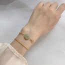 【7A級和田玉手鍊】天然名貴新疆和田玉平安扣珠子14k包金原創女手鍊