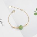 【7A級和田玉手鍊】天然名貴新疆和田玉平安扣珠子14k包金原創女手鍊