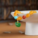 【收藏級雞油黃老蜜蠟】【翡翠平安鎖】吉祥開運平安順遂收藏級天然蜜蠟手鍊搭配翡翠平安鎖女手鍊手串