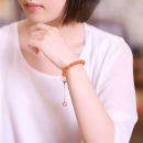 7A級名貴天然南紅瑪瑙圓珠手串8mm原創搭配白玉花朵南紅平安扣女款南紅手鍊