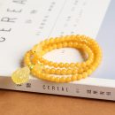 【7A級天然俄料蜜蠟】【招財貔貅配飾】【三圈】設計師款名貴三圈蜜蠟手串搭配貔貅吊墜女佛珠手串手鍊