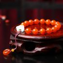 7A級名貴天然南紅瑪瑙圓珠手串8mm原創搭配白玉花朵南紅平安扣女款南紅手鍊