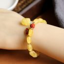 【7A級天然蜜蠟】【貔貅配飾】原創設計古法金多寶系列天然蜜蠟手鍊搭配蜜蠟貔貅女手串手鍊