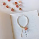 【天然南紅水蜜桃】【淡水珍珠】設計師款溫柔魅力天然收藏級南紅水蜜桃吊墜淡水珍珠手鍊女百搭水晶手鍊