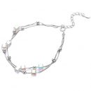 【奧地利極光方糖水晶】【925純銀】設計師款高級氣質925純銀手鍊鑲嵌奧地利極光水晶女時尚手鍊