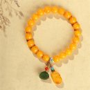 【收藏級天然雞油黃蜜蠟】【招財蜜蠟貔貅】【平安碧玉蓮蓬】名貴氣質雞油黃蜜蠟貔貅碧玉蓮蓬女招財開運手鍊