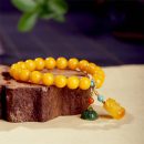 【收藏級天然雞油黃蜜蠟】【招財蜜蠟貔貅】【平安碧玉蓮蓬】名貴氣質雞油黃蜜蠟貔貅碧玉蓮蓬女招財開運手鍊