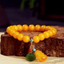 【收藏級天然雞油黃蜜蠟】【招財蜜蠟貔貅】【平安碧玉蓮蓬】名貴氣質雞油黃蜜蠟貔貅碧玉蓮蓬女招財開運手鍊