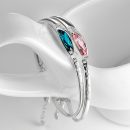 【海洋之心】【925純銀】【藍水晶】設計師款高級氣質925純銀手環鑲嵌藍水晶時尚韓版海洋之心女手環手鍊