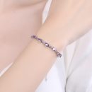 【紫韻】【925純銀】【鑲嵌紫鑽】設計師款高級氣質925純銀鑲紫鋯鉆女時尚百搭手鍊