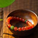 【收藏級天然南紅】【和田碧玉隔珠】名貴優雅百搭天然南紅打磨圓珠和田碧玉隔珠氣質女水晶手鍊手串