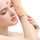 【海洋之心】【925純銀】【藍水晶】設計師款高級氣質925純銀手環鑲嵌藍水晶時尚韓版海洋之心女手環手鍊