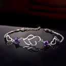 【心心相印】【925純銀】【鑲嵌鋯鉆】設計師款雙心造型925純銀鑲鑽女氣質百搭手鍊