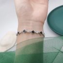 【幸運黑瑪瑙四葉草】【925純銀】高級氣質法式黑瑪瑙四葉草S925純銀時尚文藝女手鍊